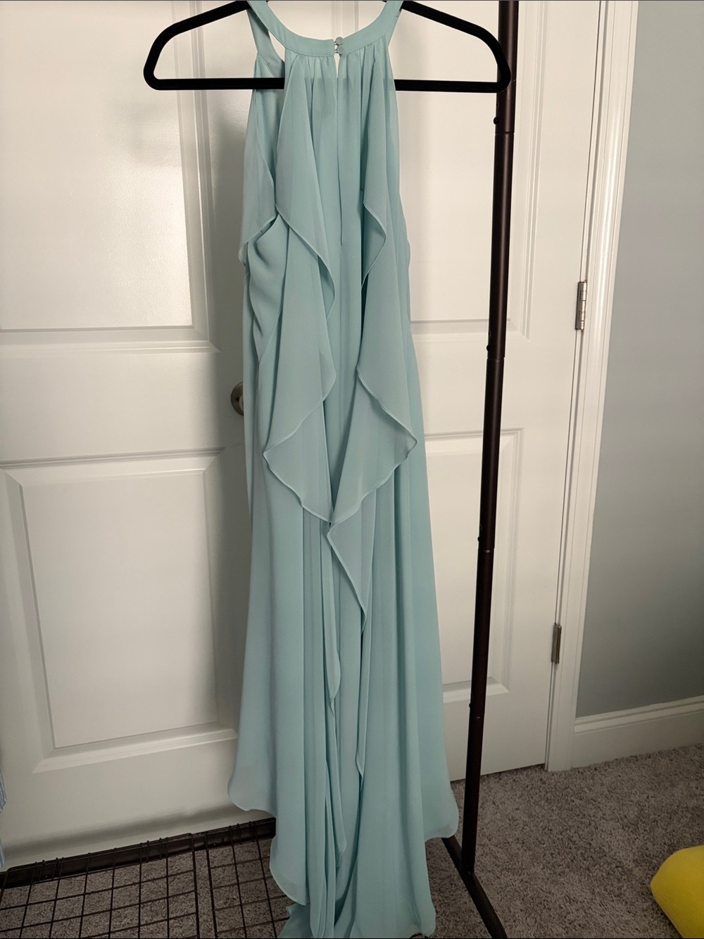 BCBGMaxAzria aqua High-Low Ruffle Halter Maxi Dress - Picture 5 of 8
